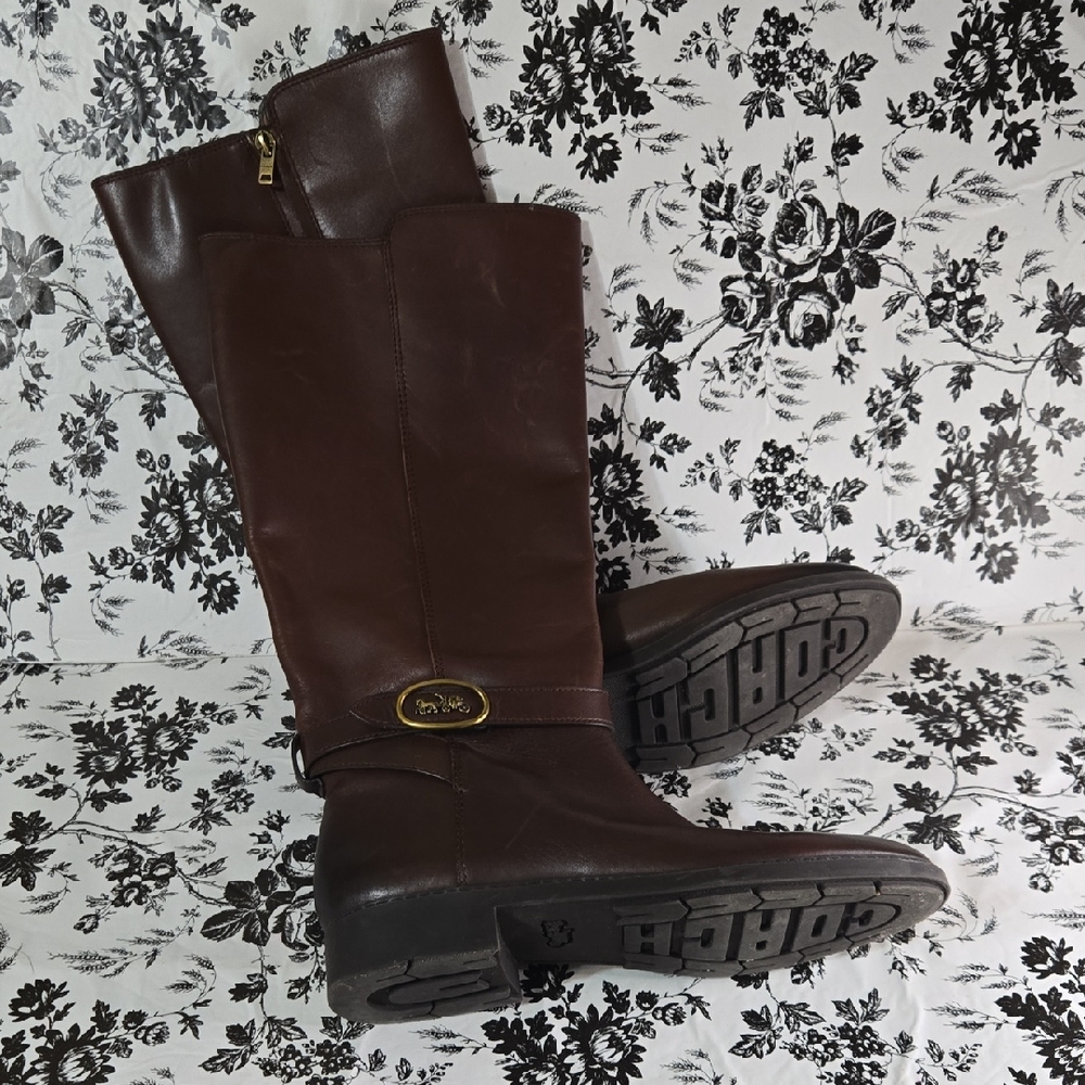 Coach Women's Dark Brown Leather Heeled Boots B79